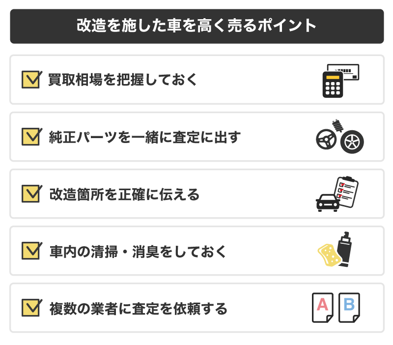 改造を施した車を高く売るポイント