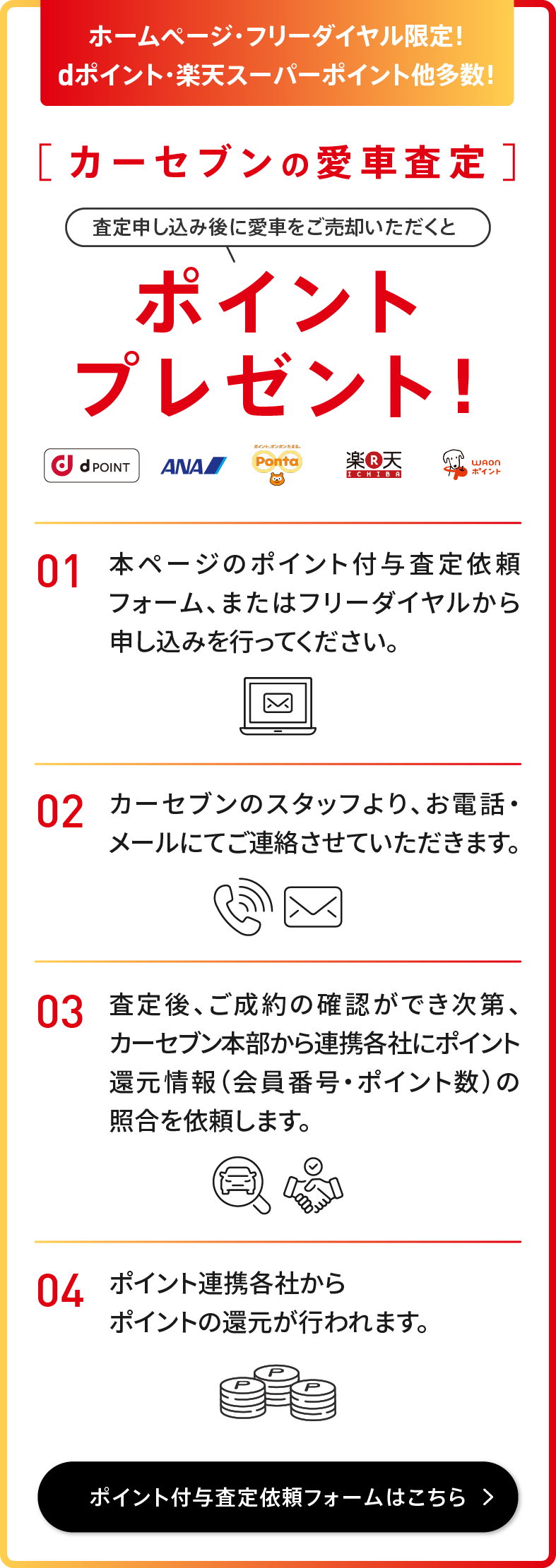 愛車査定の申し込みだけでポイントをＧＥＴ！ご売却でさらにポイントがもらえます