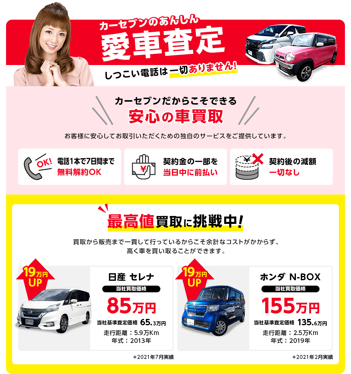 最高値買取に挑戦中 カーセブンのカンタン愛車査定 累計売上台数500万台以上